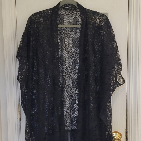 Oragami NWOT Black Floral Lace Kimono XXL - Picture 9 of 11